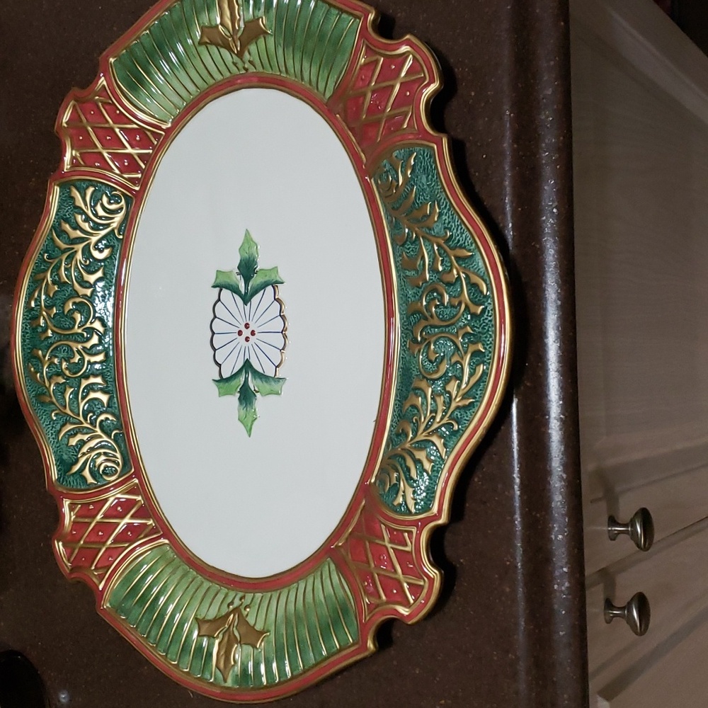 🌲Fitz and Floyd Christmas Court by Fitz & Floyd, 18" Oval Platter.